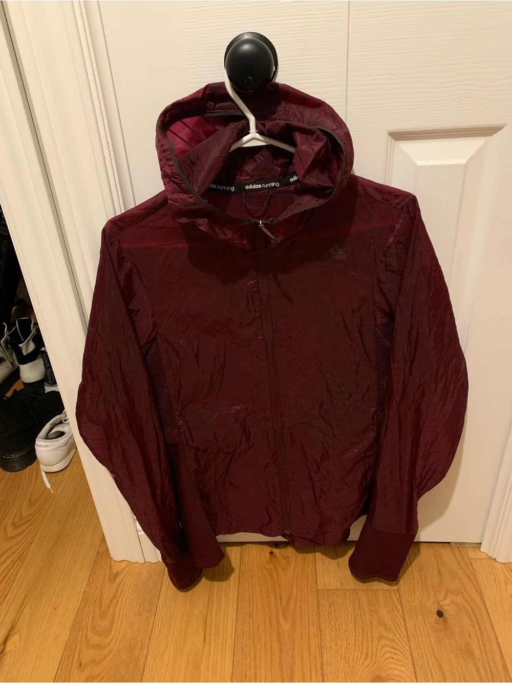 PICK ANY 3 ITEMS FOR $10 - Adidas Burgundy Hooded Running Jacket